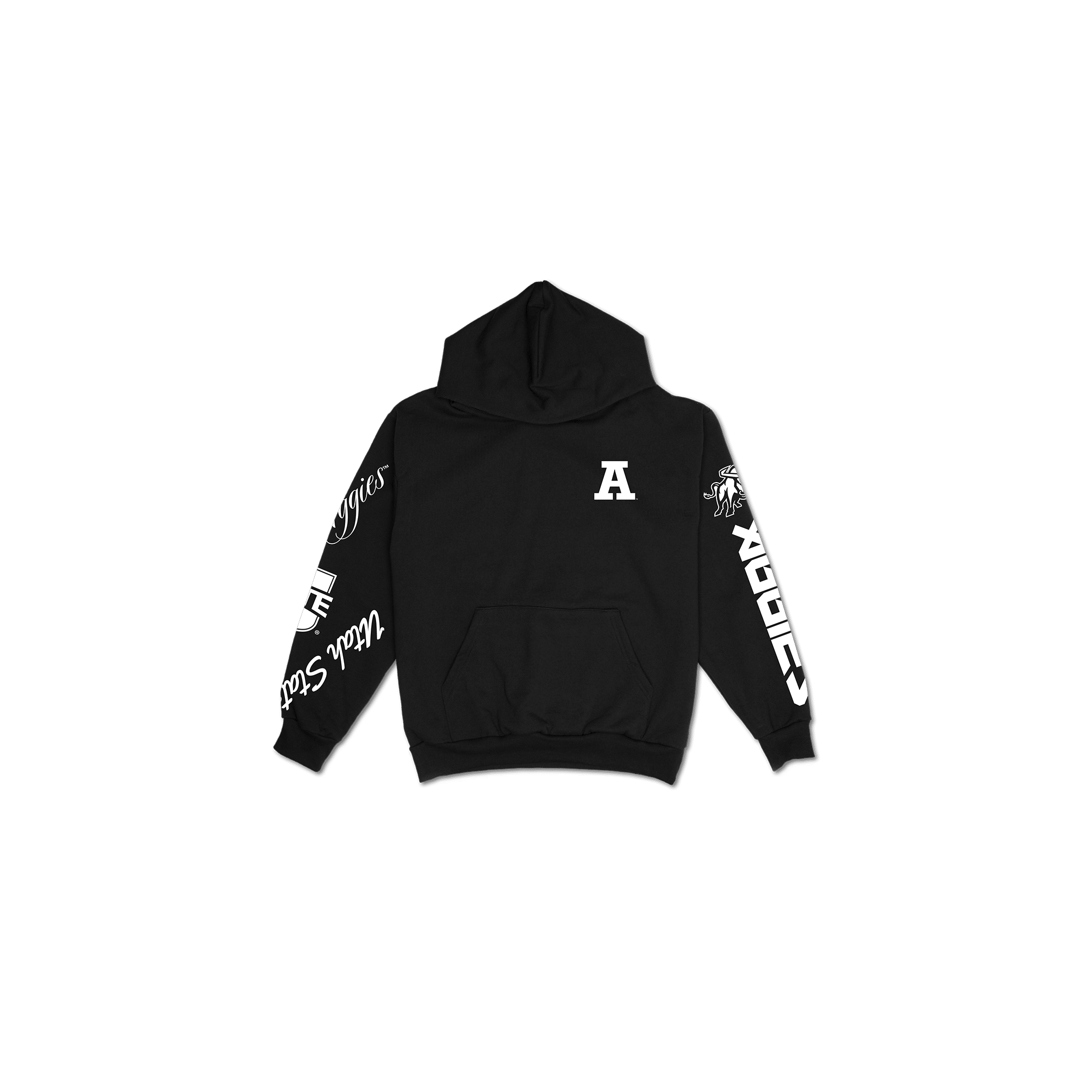 Utah State Cuffed and Logo'd Hoodie - Black
