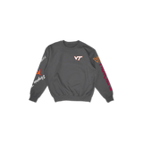 Virginia Tech Cuffed and Logo'd Crewneck - Gray
