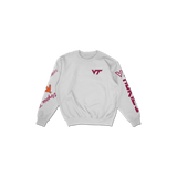 Virginia Tech Cuffed and Logo'd Crewneck - White