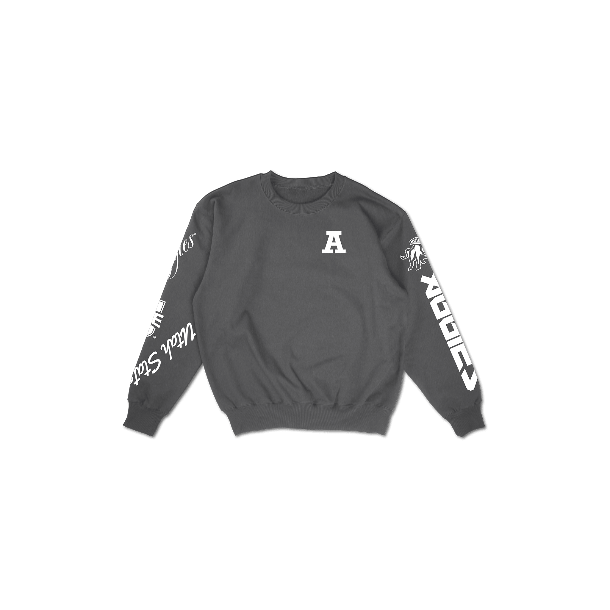 Utah State Cuffed and Logo'd Crewneck - Gray