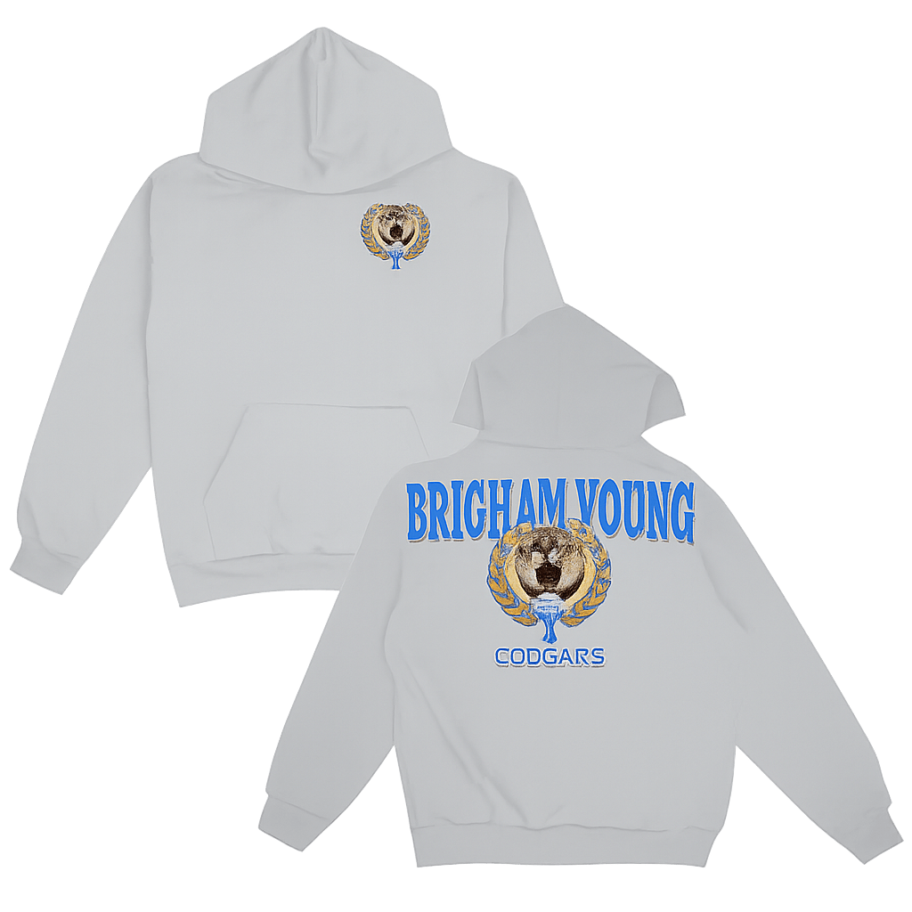 BYU Vintage Cougar Graphic Hoodie - Heather Gray
