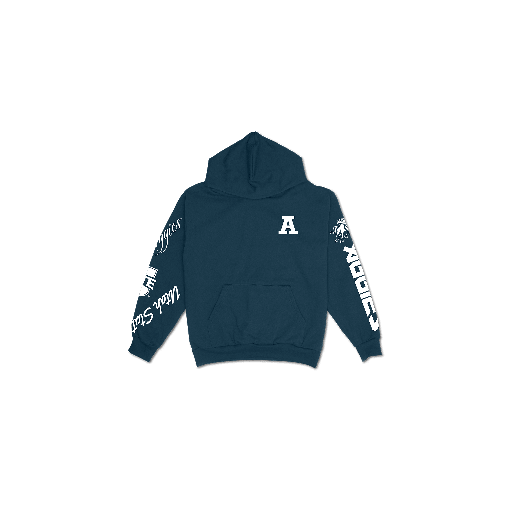 Utah State Cuffed and Logo'd Hoodie - Navy