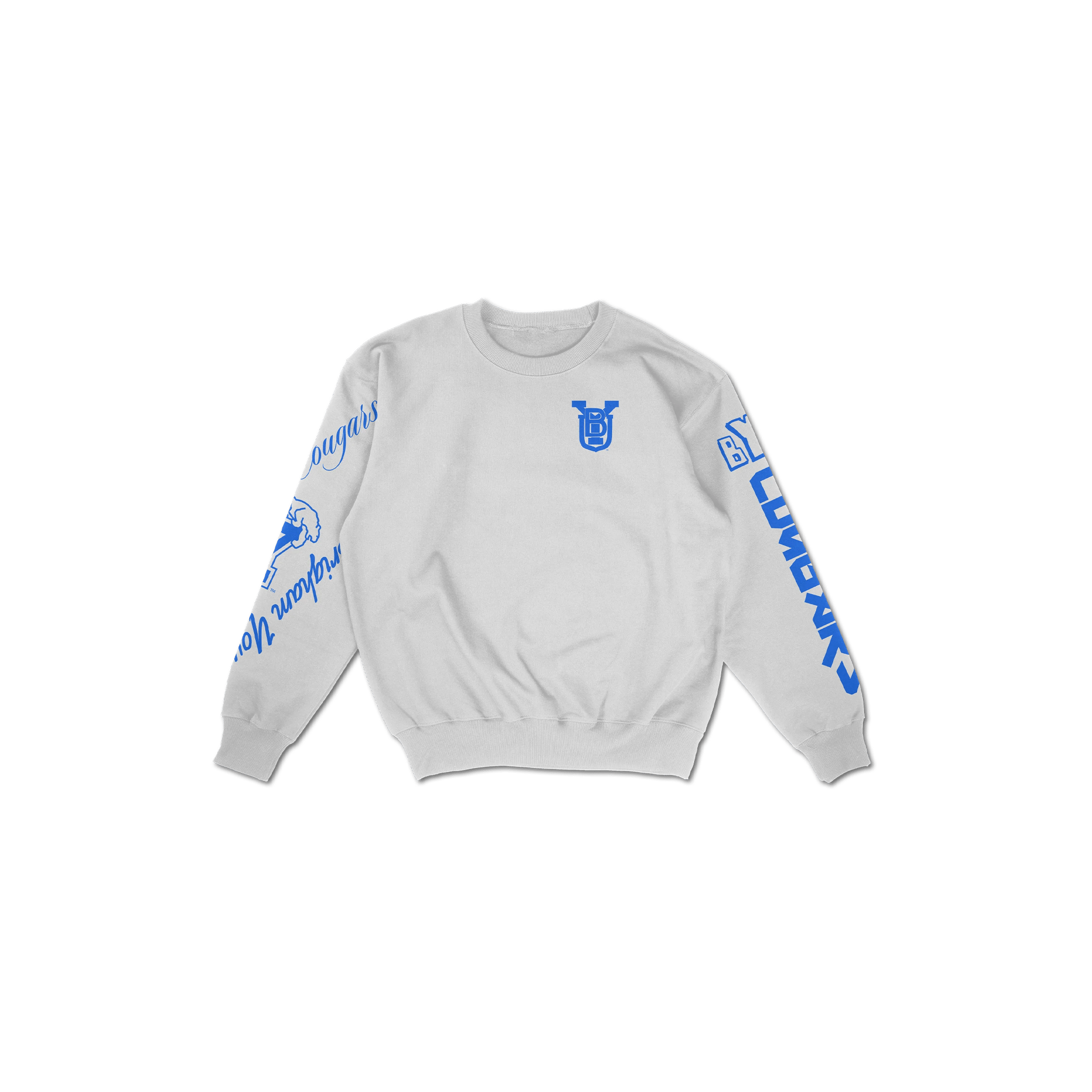 BYU Cuffed and Logo'd Crewneck - White