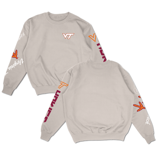 Virginia Tech Cuffed and Logo'd Crewneck