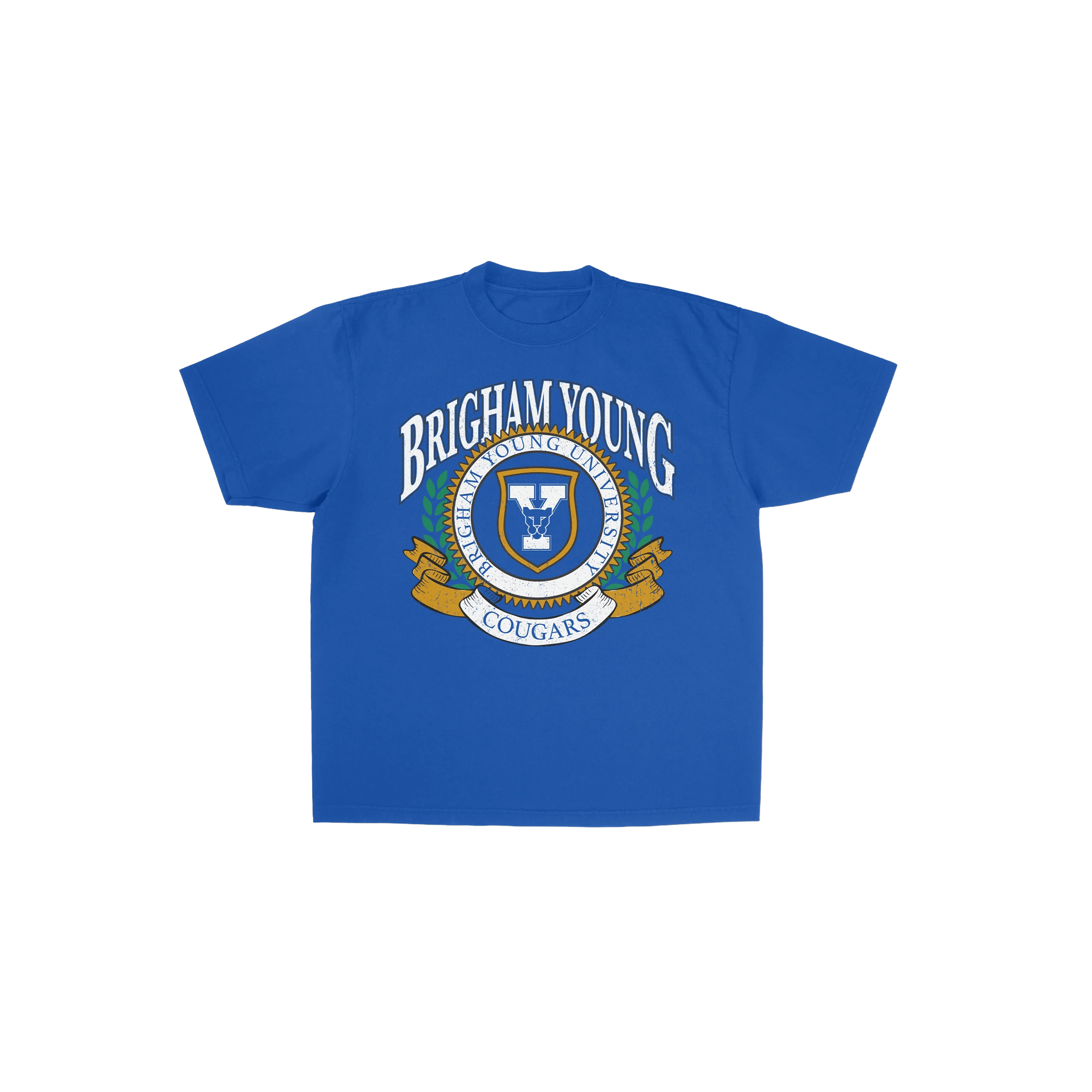 BYU Royal Blue Vintage Block Cougar Graphic Tee - FanStreet