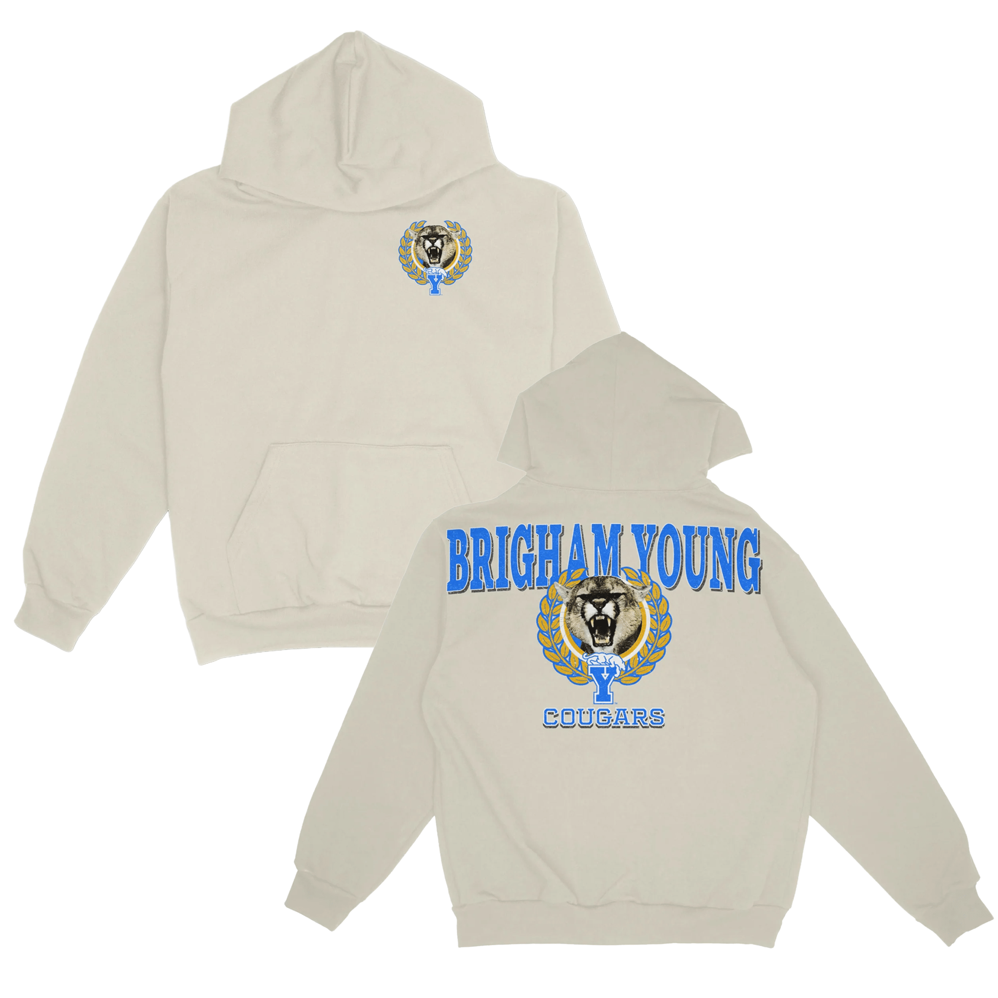 BYU Vintage Cougar Graphic Hoodie - Ivory